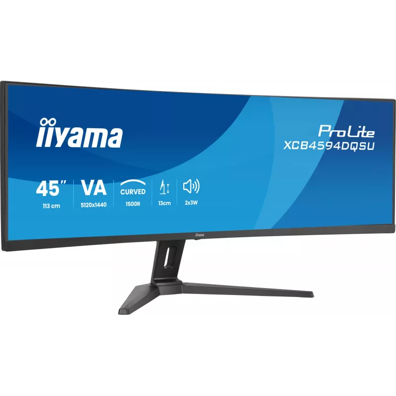 Kompiuterio monitorius IIYAMA XCB4594DQSU-B1 44 col. (111,8 cm) lenktas Dual QHD 5120×1440 VA LED, 2 ms, USB-C, USB 3.2, VESA, garsiakalbiai