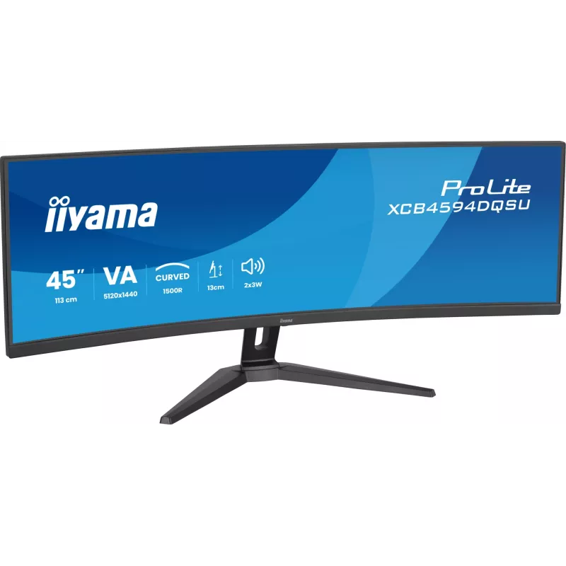 Kompiuterio monitorius IIYAMA XCB4594DQSU-B1 44 col. (111,8 cm) lenktas Dual QHD 5120×1440 VA LED, 2 ms, USB-C, USB 3.2, VESA, garsiakalbiai