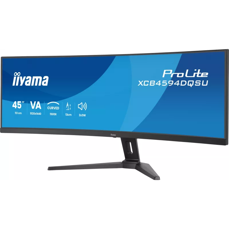 Kompiuterio monitorius IIYAMA XCB4594DQSU-B1 44 col. (111,8 cm) lenktas Dual QHD 5120×1440 VA LED, 2 ms, USB-C, USB 3.2, VESA, garsiakalbiai