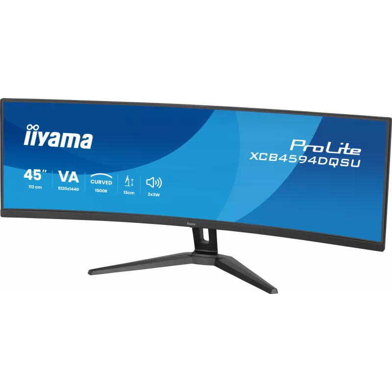 Kompiuterio monitorius IIYAMA XCB4594DQSU-B1 44 col. (111,8 cm) lenktas Dual QHD 5120×1440 VA LED, 2 ms, USB-C, USB 3.2, VESA, garsiakalbiai