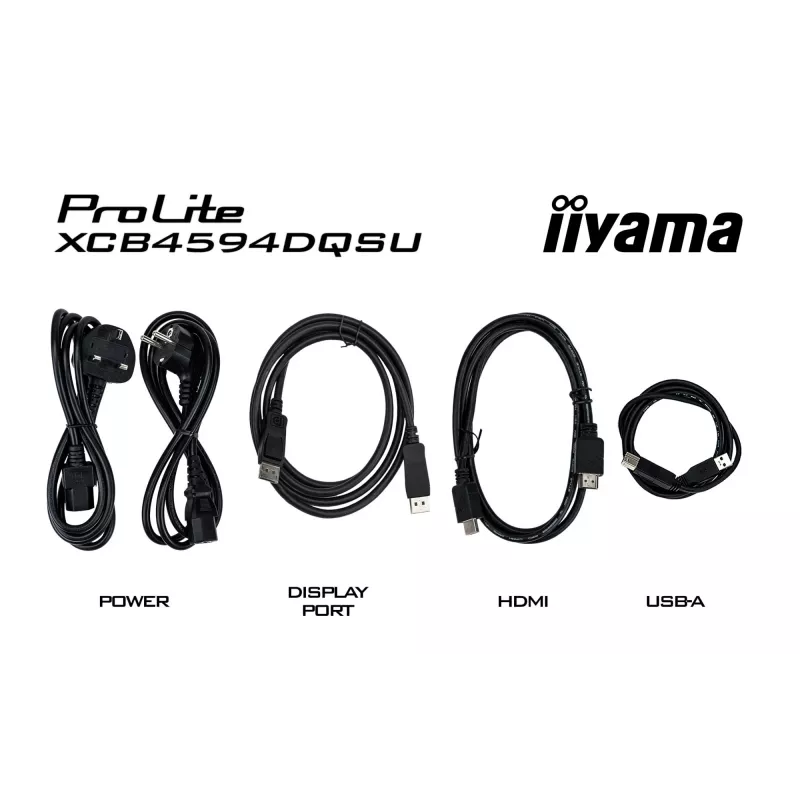 Kompiuterio monitorius IIYAMA XCB4594DQSU-B1 44 col. (111,8 cm) lenktas Dual QHD 5120×1440 VA LED, 2 ms, USB-C, USB 3.2, VESA, garsiakalbiai