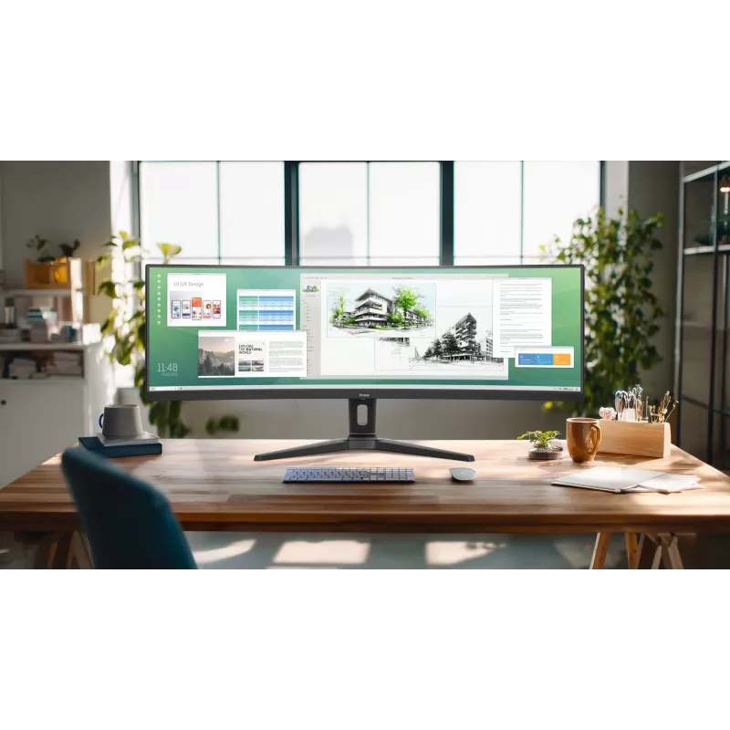 Kompiuterio monitorius IIYAMA XCB4594DQSU-B1 44 col. (111,8 cm) lenktas Dual QHD 5120×1440 VA LED, 2 ms, USB-C, USB 3.2, VESA, garsiakalbiai