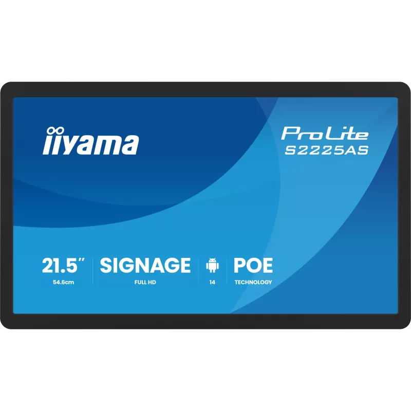iiyama ProLite S2225AS-B1P Skaitmeninės iškabos plokščias ekranas 54,6 cm (21,5 col.) LCD Wi-Fi 500 cd/m² Full HD Juoda Integruotas procesorius Android 24/7