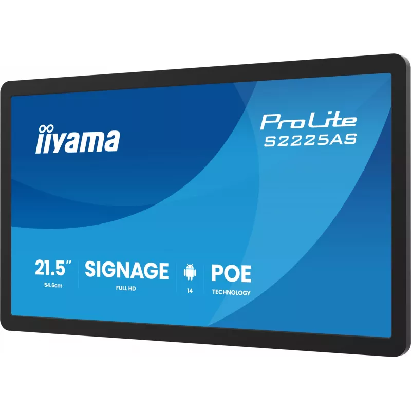iiyama ProLite S2225AS-B1P Skaitmeninės iškabos plokščias ekranas 54,6 cm (21,5 col.) LCD Wi-Fi 500 cd/m² Full HD Juoda Integruotas procesorius Android 24/7