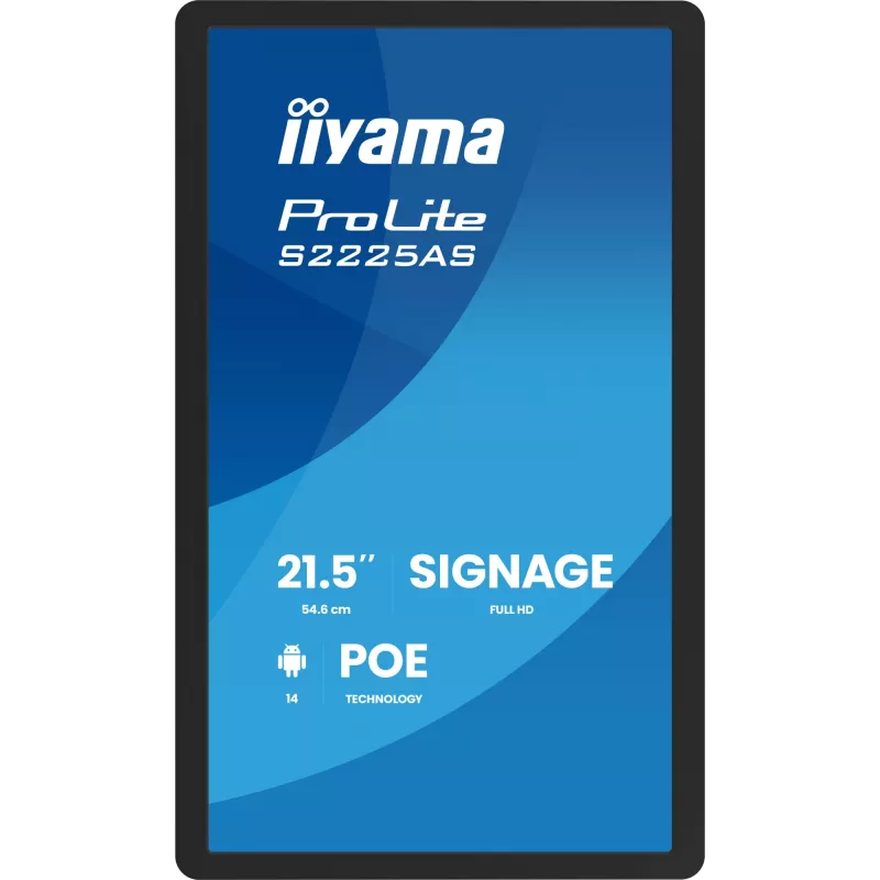 iiyama ProLite S2225AS-B1P Skaitmeninės iškabos plokščias ekranas 54,6 cm (21,5 col.) LCD Wi-Fi 500 cd/m² Full HD Juoda Integruotas procesorius Android 24/7