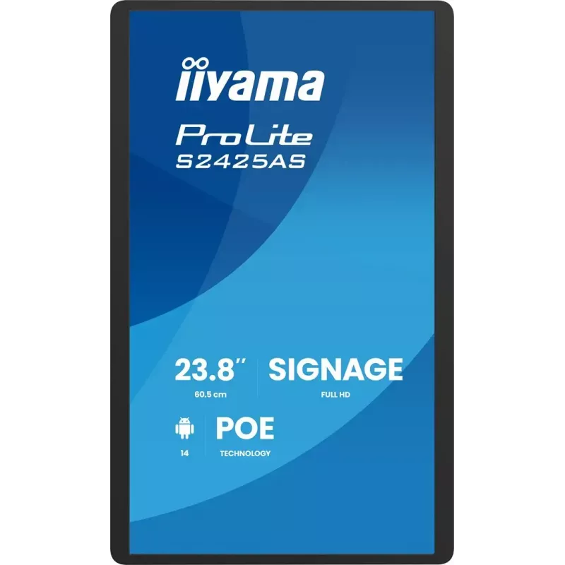 iiyama ProLite S2425AS-B1P Skaitmeninės iškabos plokščiaekranis skydas 60,5 cm (23,8 col.) LCD Wi-Fi 500 cd/m² Full HD Juoda Integruotas procesorius Android 24/7