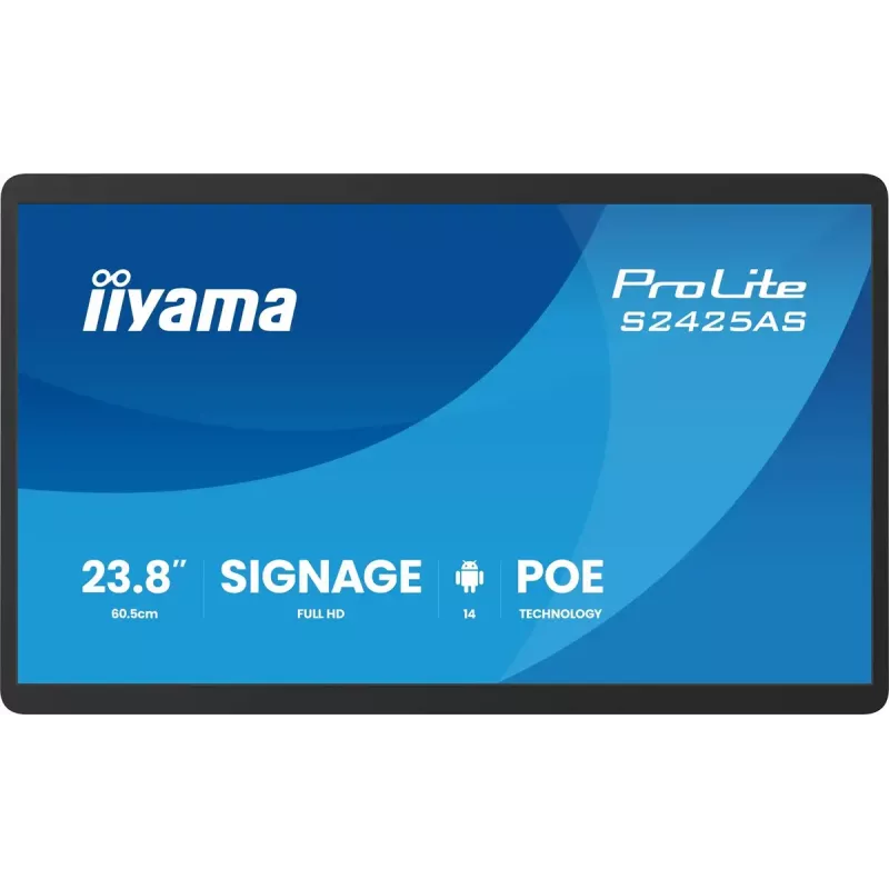 iiyama ProLite S2425AS-B1P Skaitmeninės iškabos plokščiaekranis skydas 60,5 cm (23,8 col.) LCD Wi-Fi 500 cd/m² Full HD Juoda Integruotas procesorius Android 24/7