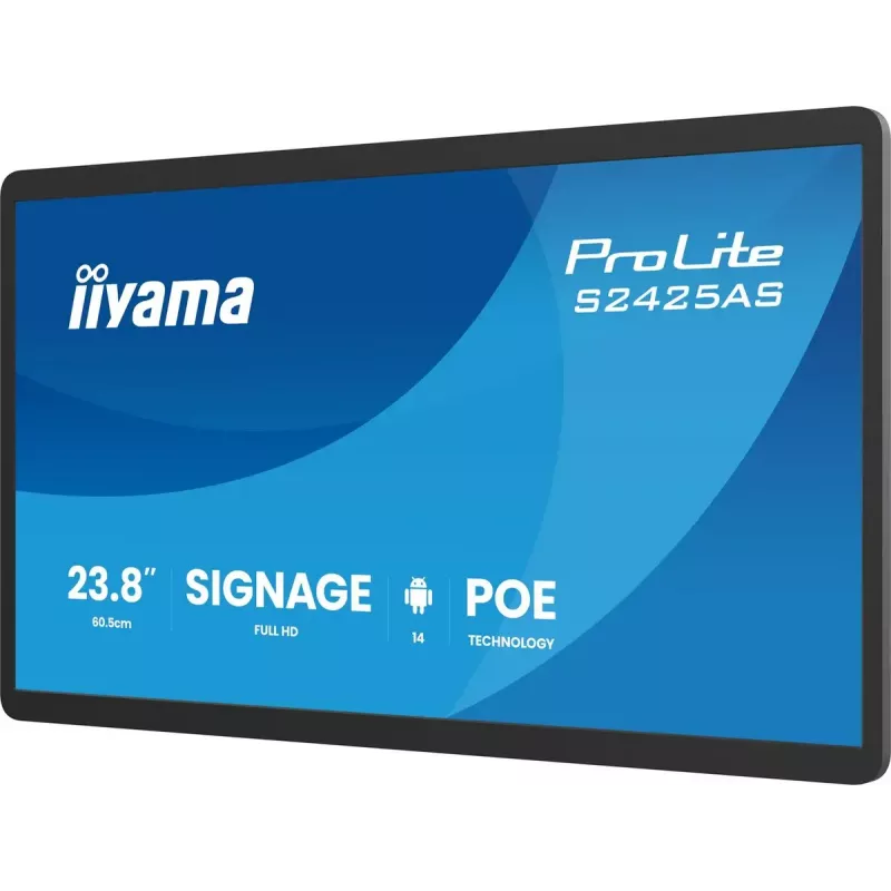 iiyama ProLite S2425AS-B1P Skaitmeninės iškabos plokščiaekranis skydas 60,5 cm (23,8 col.) LCD Wi-Fi 500 cd/m² Full HD Juoda Integruotas procesorius Android 24/7