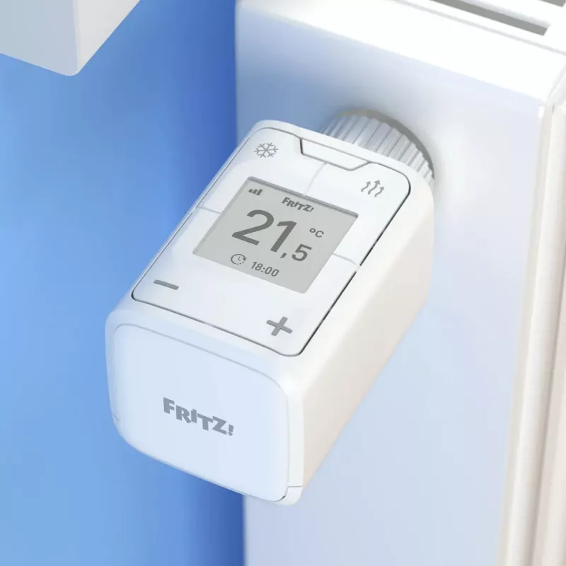 “FRITZ Smart Thermo 302” termostatas (patalpų), baltas, mygtukų valdymas, AA baterija, 51×51×90 mm