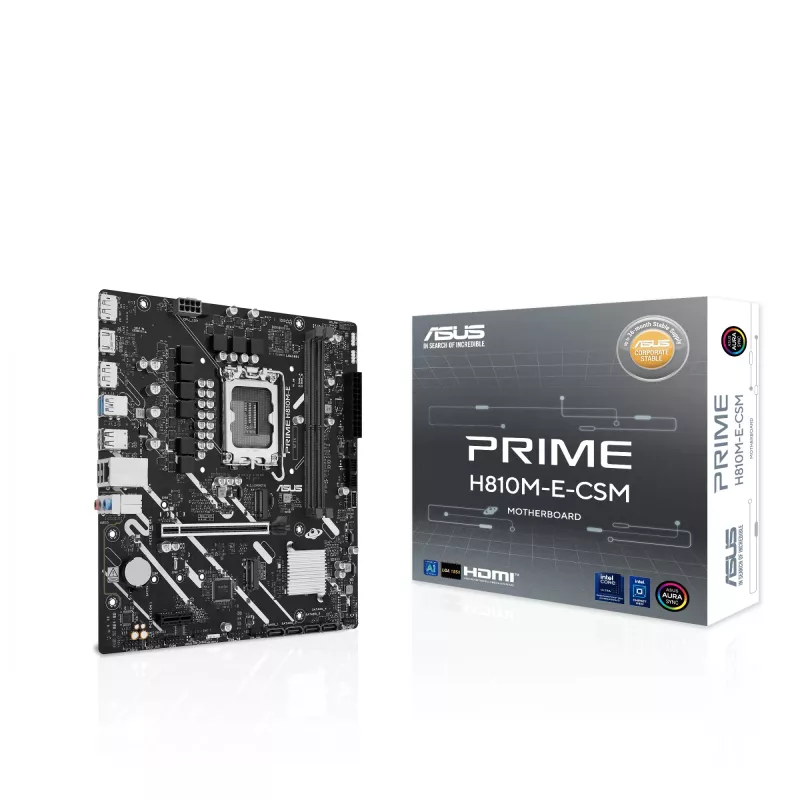 ASUS PRIME H810M-E-CSM pagrindinė plokštė, LGA1851, Intel H810, mATX, 2×DDR5, 2×DisplayPort, 1×HDMI