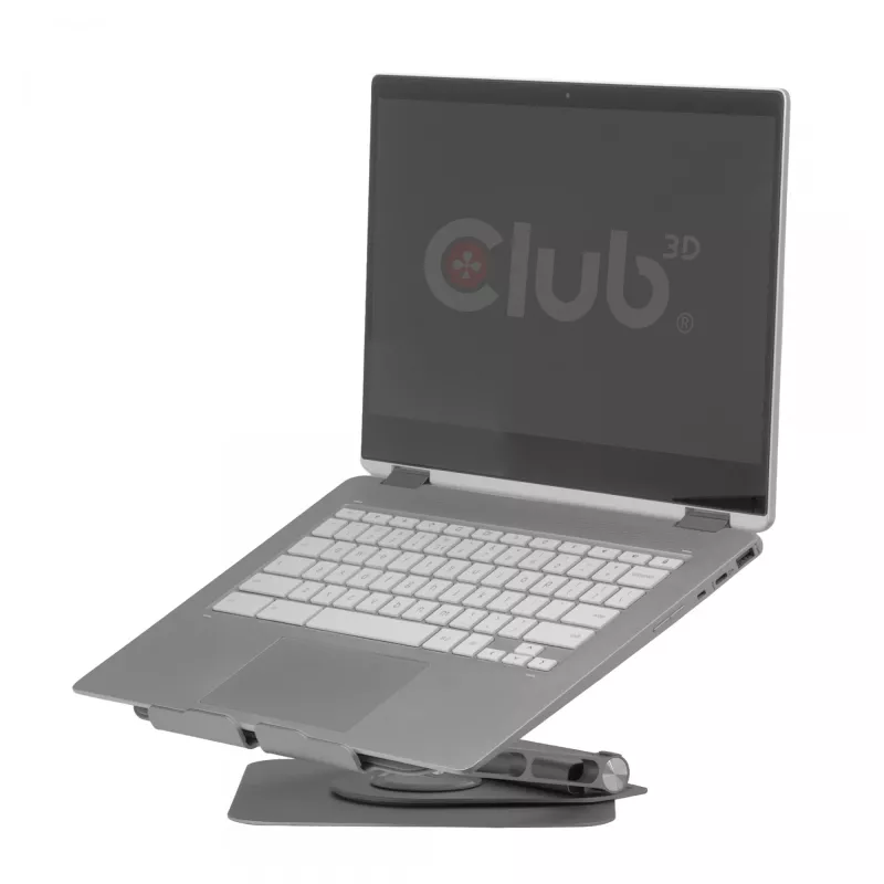 CLUB3D reguliuojamas aliumininis nešiojamojo kompiuterio stovas su USB-C® centru, pilka, 260 mm, 224 mm, 56 mm, 1,76 kg, 315 mm