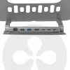 CLUB3D reguliuojamas aliumininis nešiojamojo kompiuterio stovas su USB-C® centru, pilka, 260 mm, 224 mm, 56 mm, 1,76 kg, 315 mm