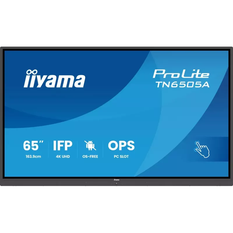 iiyama TN6505A-B1AG signalizacijos ekranas interaktyvus plokščiasis skydelis 163,8 cm (64,5 colio) 500 cd/m² 4K Ultra HD juodas jutiklinis ekranas