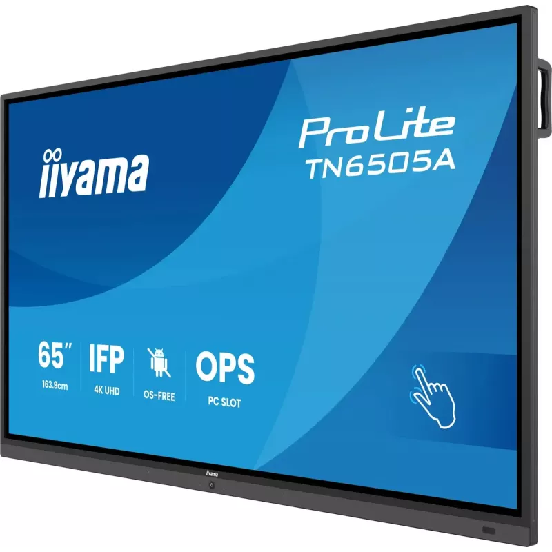 iiyama TN6505A-B1AG signalizacijos ekranas interaktyvus plokščiasis skydelis 163,8 cm (64,5 colio) 500 cd/m² 4K Ultra HD juodas jutiklinis ekranas