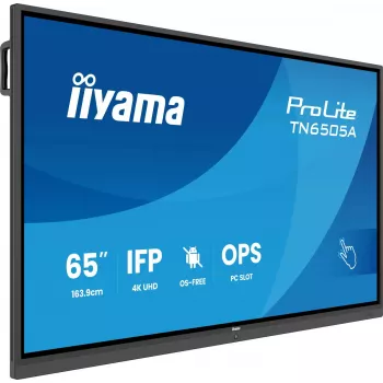 iiyama TN6505A-B1AG signalizacijos ekranas interaktyvus plokščiasis skydelis 163,8 cm (64,5 colio) 500 cd/m² 4K Ultra HD juodas jutiklinis ekranas