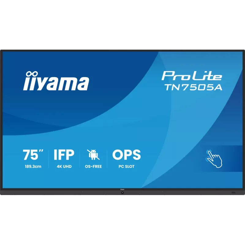 iiyama TN7505A-B1AG informacinis ekranas interaktyvus plokščias skydas 189,3 cm (74,5 col.) 500 cd/m² 4K Ultra HD juoda jutiklinis ekranas