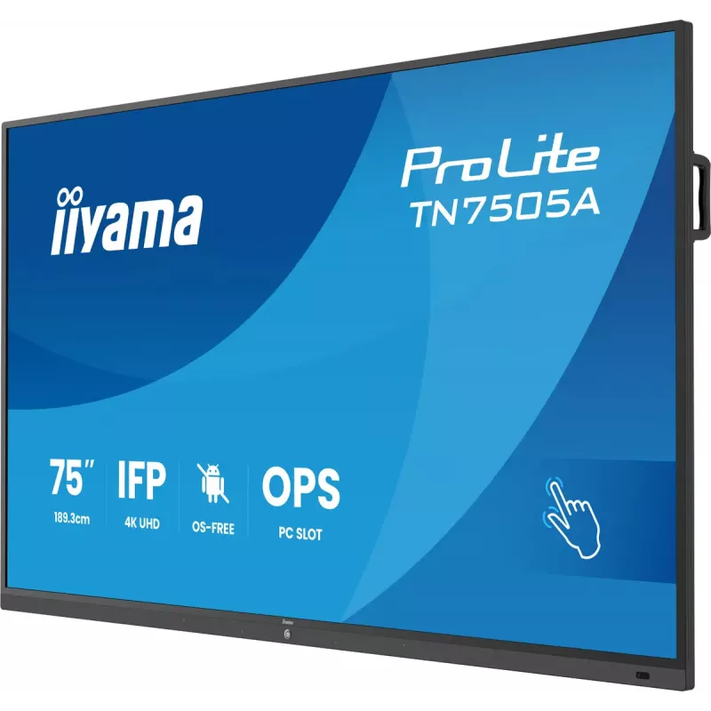 iiyama TN7505A-B1AG informacinis ekranas interaktyvus plokščias skydas 189,3 cm (74,5 col.) 500 cd/m² 4K Ultra HD juoda jutiklinis ekranas