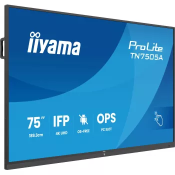 iiyama TN7505A-B1AG informacinis ekranas interaktyvus plokščias skydas 189,3 cm (74,5 col.) 500 cd/m² 4K Ultra HD juoda jutiklinis ekranas