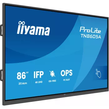 iiyama TN8605A-B1AG reklaminis ekranas Interaktyvus plokščiasis skydas 2,17 m (85,6 col.) 500 cd/m² 4K Ultra HD juodas jutiklinis ekranas