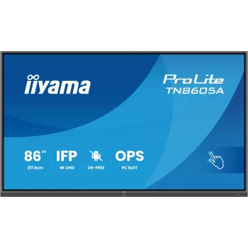 iiyama TN8605A-B1AG reklaminis ekranas Interaktyvus plokščiasis skydas 2,17 m (85,6 col.) 500 cd/m² 4K Ultra HD juodas jutiklinis ekranas