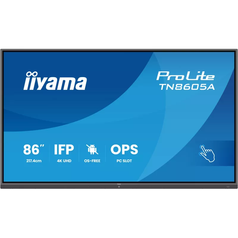 iiyama TN8605A-B1AG reklaminis ekranas Interaktyvus plokščiasis skydas 2,17 m (85,6 col.) 500 cd/m² 4K Ultra HD juodas jutiklinis ekranas