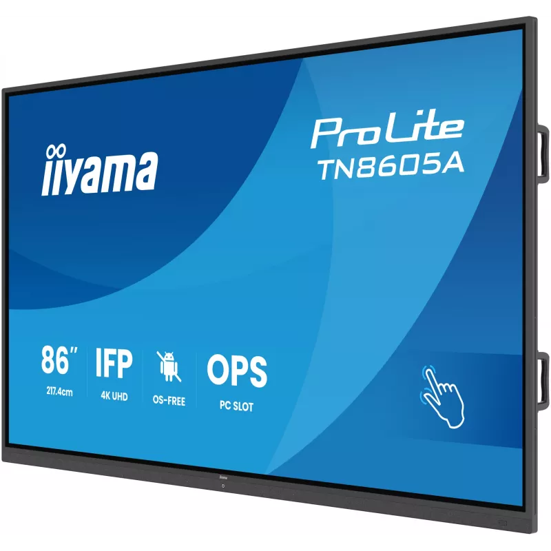 iiyama TN8605A-B1AG reklaminis ekranas Interaktyvus plokščiasis skydas 2,17 m (85,6 col.) 500 cd/m² 4K Ultra HD juodas jutiklinis ekranas