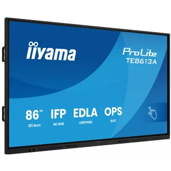 Interaktyvus plokščiasis ekranas IIYAMA TE8613A-B2AG 85,6 colio (2,17 m) 4K UHD, 500 cd/m², Wi‑Fi, Android, 24/7
