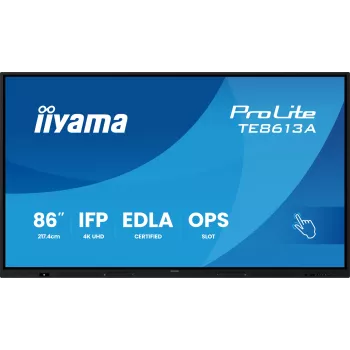 Interaktyvus plokščiasis ekranas IIYAMA TE8613A-B2AG 85,6 colio (2,17 m) 4K UHD, 500 cd/m², Wi‑Fi, Android, 24/7