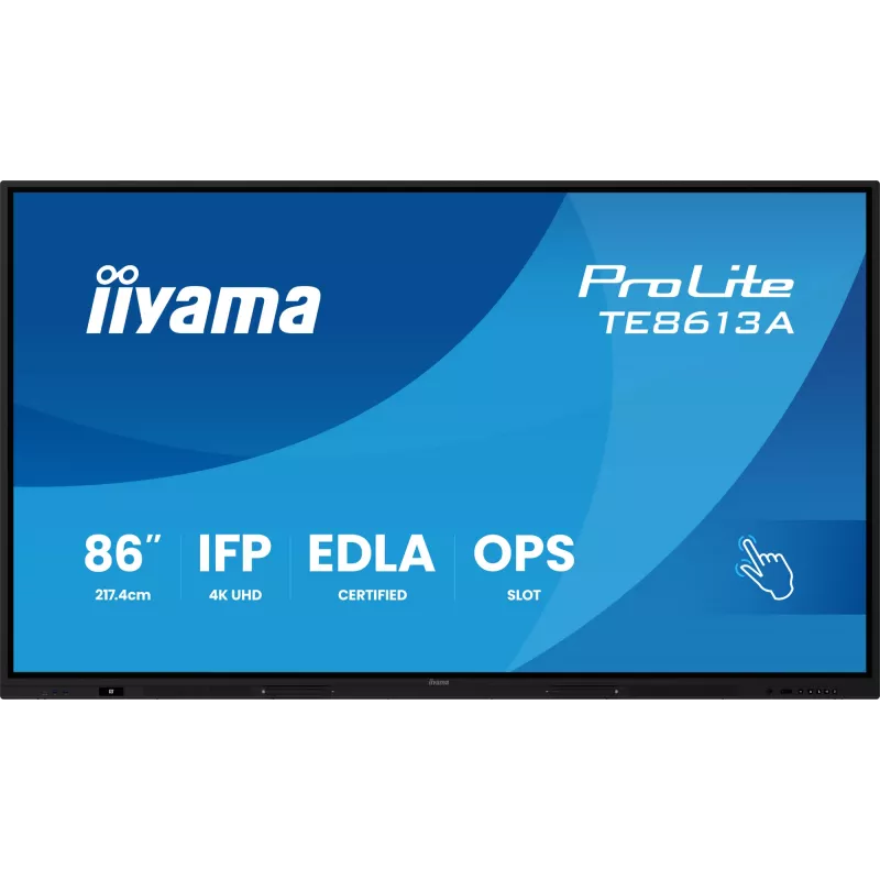 Interaktyvus plokščiasis ekranas IIYAMA TE8613A-B2AG 85,6 colio (2,17 m) 4K UHD, 500 cd/m², Wi‑Fi, Android, 24/7