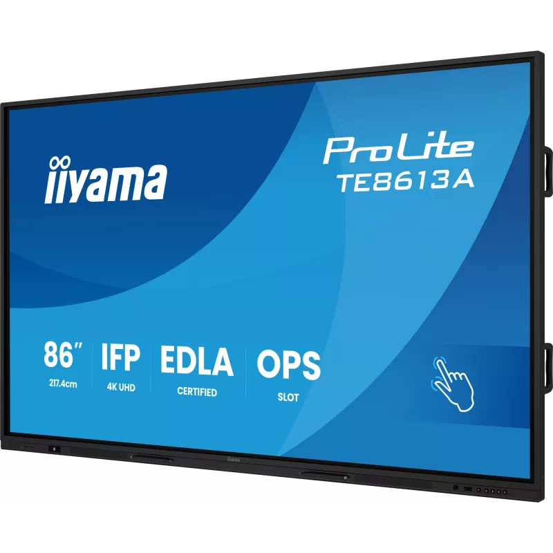 Interaktyvus plokščiasis ekranas IIYAMA TE8613A-B2AG 85,6 colio (2,17 m) 4K UHD, 500 cd/m², Wi‑Fi, Android, 24/7