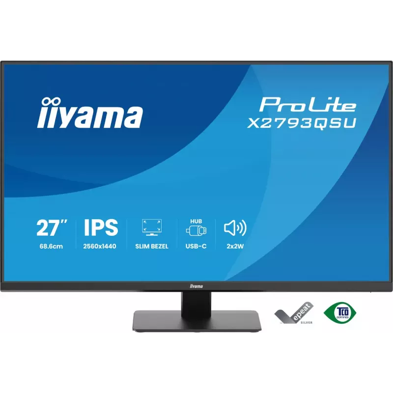 27 colių IIYAMA ProLite X2793QSU-B1 Quad HD 2560x1440 IPS LED monitorius, 1 ms, USB šakotuvas, garsiakalbiai, VESA