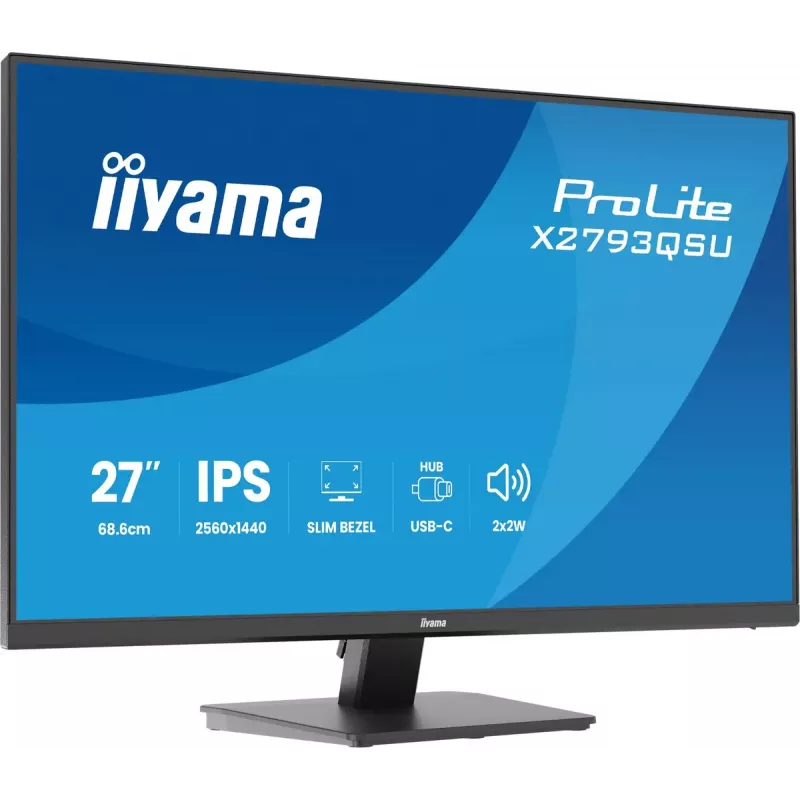 27 colių IIYAMA ProLite X2793QSU-B1 Quad HD 2560x1440 IPS LED monitorius, 1 ms, USB šakotuvas, garsiakalbiai, VESA