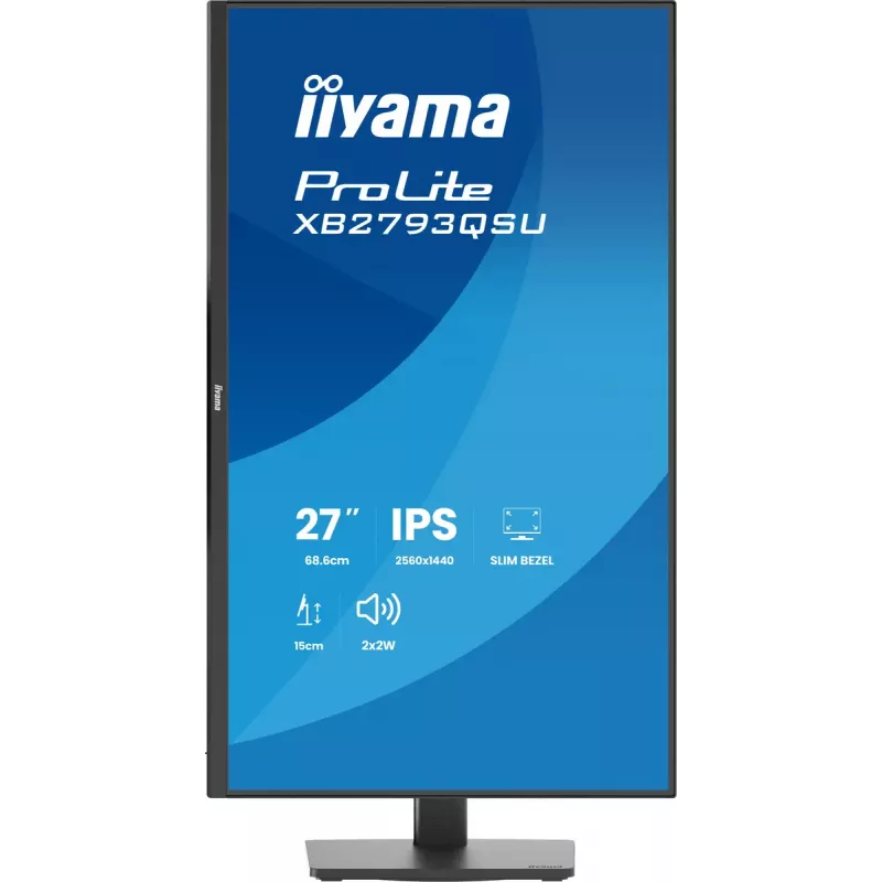Monitorius IIYAMA ProLite XB2793QSU-B1 27 colių (68,6 cm) IPS LED Quad HD 2560x1440, matinis, USB šakotuvas, garsiakalbiai, VESA, aukščio reguliavimas, juodas
