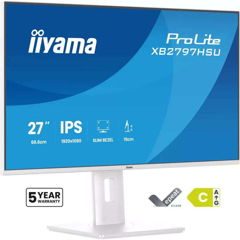 iiyama ProLite XB2797HSU-W1 kompiuterio monitorius 68,6 cm (27 colių) 1920 x 1080 pikselių Full HD LED baltas