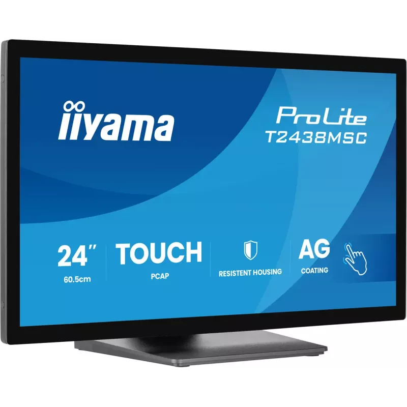 iiyama ProLite T2438MSC-B2 kompiuterio monitorius 60,5 cm (23,8 col.) 1920 x 1080 pikselių Full HD LED jutiklinis ekranas Juoda