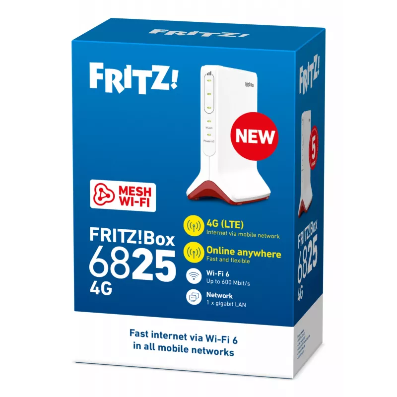FRITZ 6825 4G belaidis maršrutizatorius Gigabit Ethernet Vienos juostos (2,4 GHz) Baltas