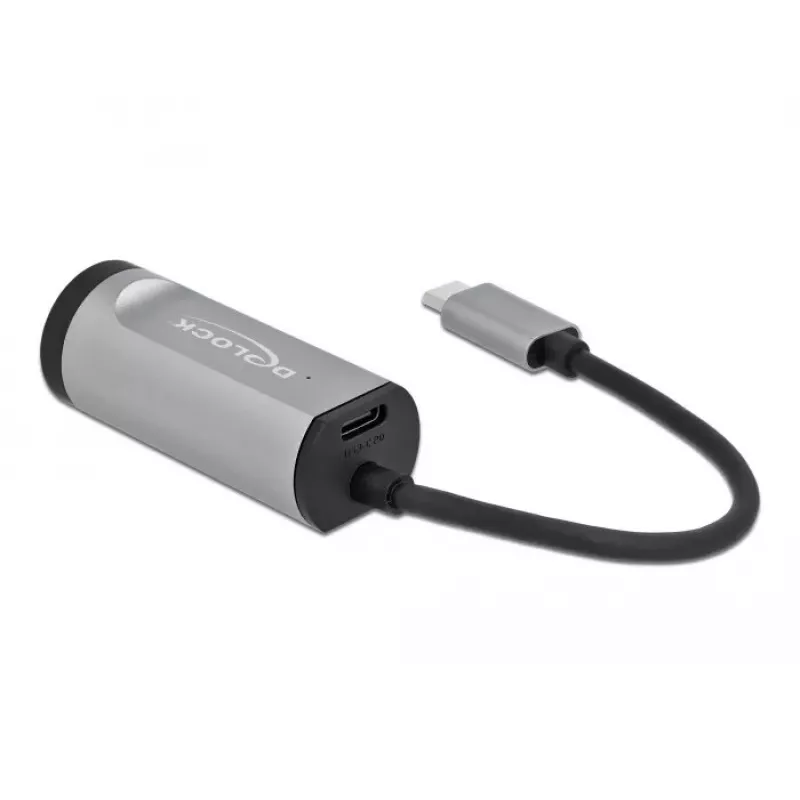 USB Type-C adapteris DeLOCK 64116 Gigabit LAN maitinimo tiekimas pilka