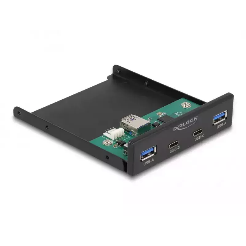DeLOCK 3,5 colio USB priekinis skydelis 2 x USB Type-C 2 x USB Type-A juodas