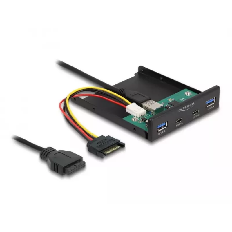 DeLOCK 3,5 colio USB priekinis skydelis 2 x USB Type-C 2 x USB Type-A juodas