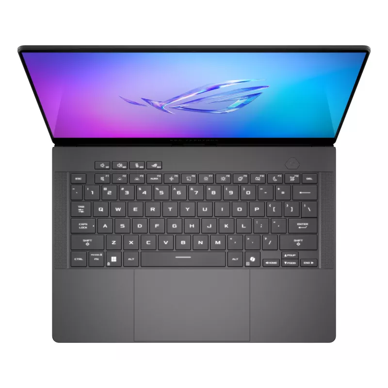 ASUS ROG Zephyrus G14 GA403WR-QS152W AMD Ryzen AI 9 HX 370 nešiojamasis kompiuteris 35,6 cm (14 colių) WQXGA+ 64 GB LPDDR5x-SDRAM 2 TB SSD NVIDIA GeForce RTX 5070 Ti Wi-Fi 7 (802.11be) Windows 11 Home vokiška juoda, pilka