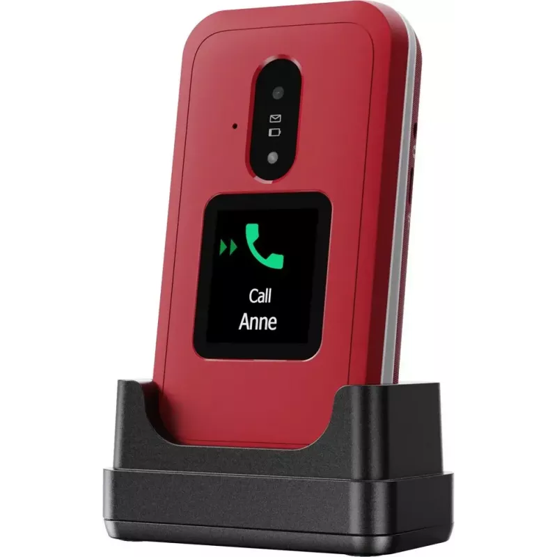 Feature phone Doro Leva E30 clamshell, 2,8 colio (7,11 cm) 320x240, Single SIM, 0,3 MP kamera, 1150 mAh, IP55, Raudona/Balta
