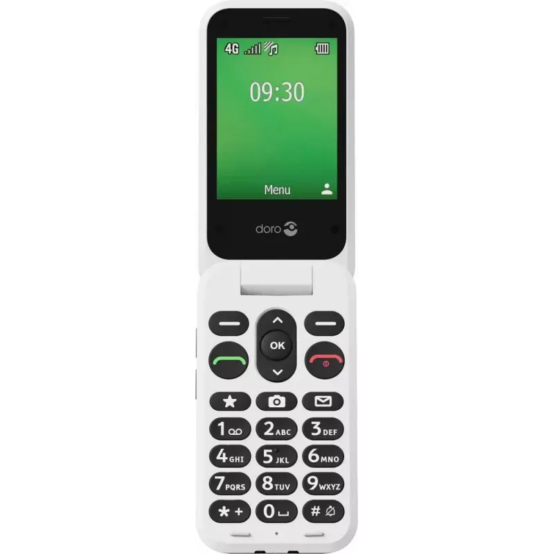 Feature phone Doro Leva E30 clamshell, 2,8 colio (7,11 cm) 320x240, Single SIM, 0,3 MP kamera, 1150 mAh, IP55, Raudona/Balta