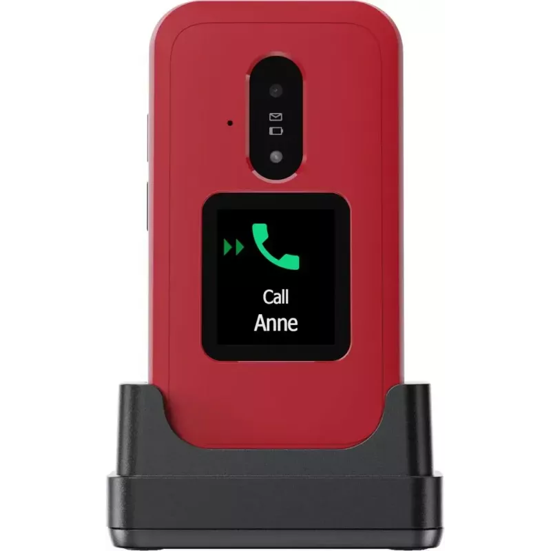 Feature phone Doro Leva E30 clamshell, 2,8 colio (7,11 cm) 320x240, Single SIM, 0,3 MP kamera, 1150 mAh, IP55, Raudona/Balta