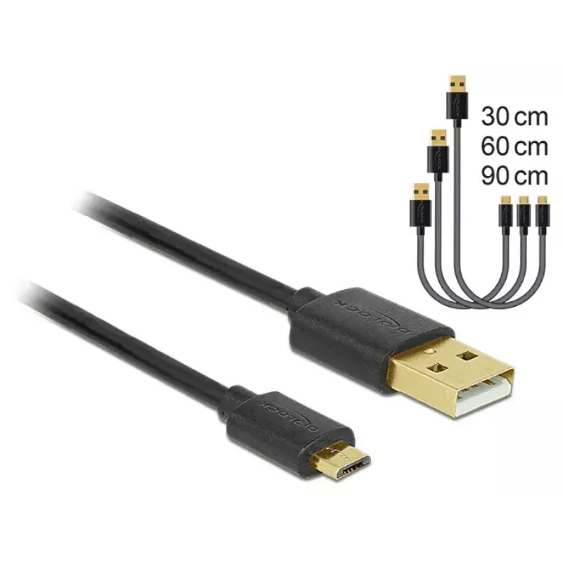 USB kabelis DeLOCK 83680 USB 2.0 USB A Micro-USB B juodas