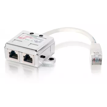 2 prievadų Cat.5e RJ45 skirstytuvas, Equip 127603, metalinė/baltos spalvos, 0,15 m