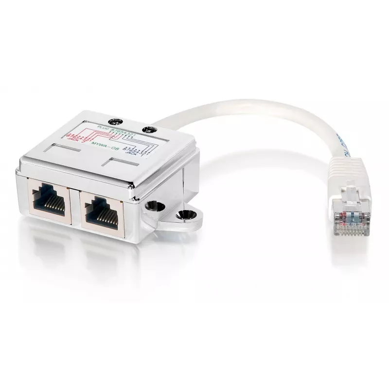 2 prievadų Cat.5e RJ45 skirstytuvas, Equip 127603, metalinė/baltos spalvos, 0,15 m