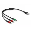 DeLOCK USB įkrovimo laidas 3 viename Type-A į 2 x Lightning USB Type-C 30 cm