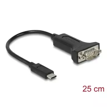 DELOCK 64307 serijinis laidas USB Type-C į RS-232 (D-Sub 9) juodas 0,25 m
