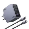 Ugreen Nexode Pro 160W GaN įkroviklis su USB-C kabeliu, universalus, juodas, pilkas, kintamosios srovės, greitas įkrovimas, skirtas naudoti patalpose
