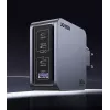 Ugreen Nexode Pro 160W GaN įkroviklis su USB-C kabeliu, universalus, juodas, pilkas, kintamosios srovės, greitas įkrovimas, skirtas naudoti patalpose